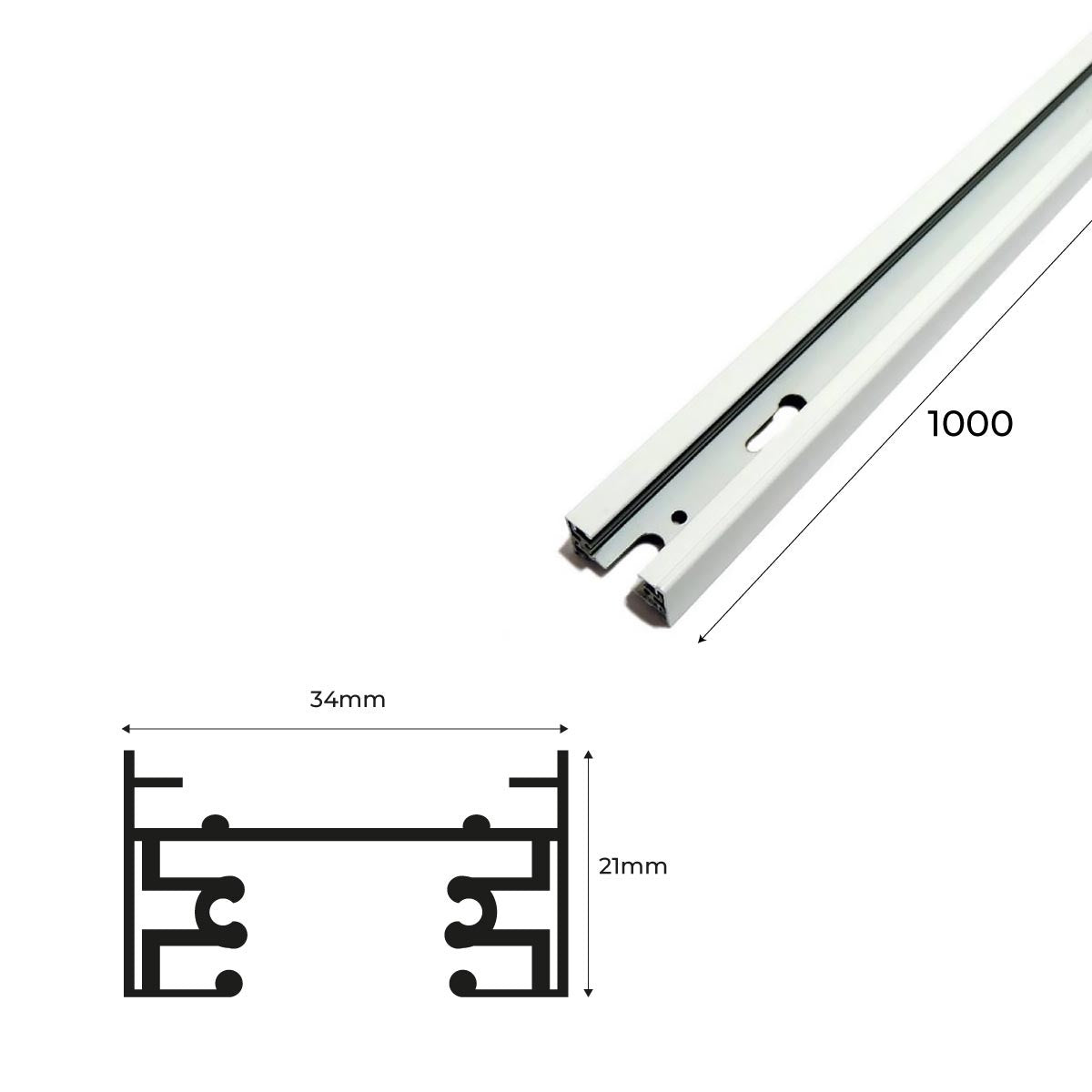 Carril monofásico de superficie para focos LED - Barra 1 metro