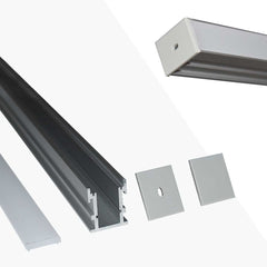 Perfil de aluminio para tira LED empotrable en suelo con difusor - 2 tapas - 21x26mm - IP54 - 2 metros