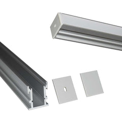 Perfil de aluminio para tira LED empotrable en suelo con difusor - 2 tapas - 21x26mm - IP54 - 2 metros