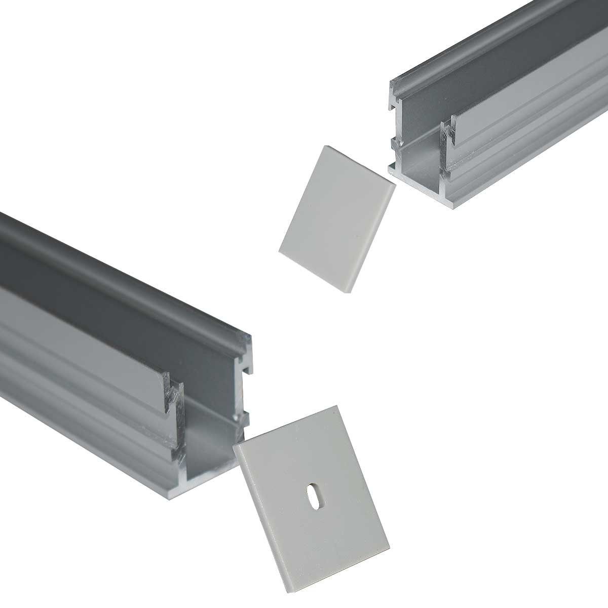 Perfil de aluminio para tira LED empotrable en suelo con difusor - 2 tapas - 21x26mm - IP54 - 2 metros