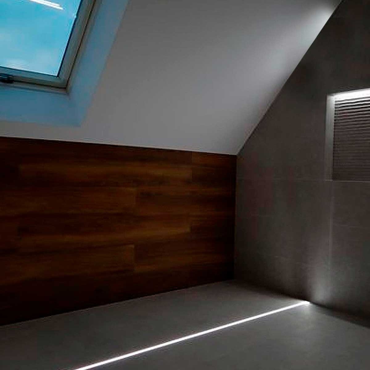 Perfil de aluminio para tira LED empotrable en suelo con difusor - 2 tapas - 21x26mm - IP54 - 2 metros