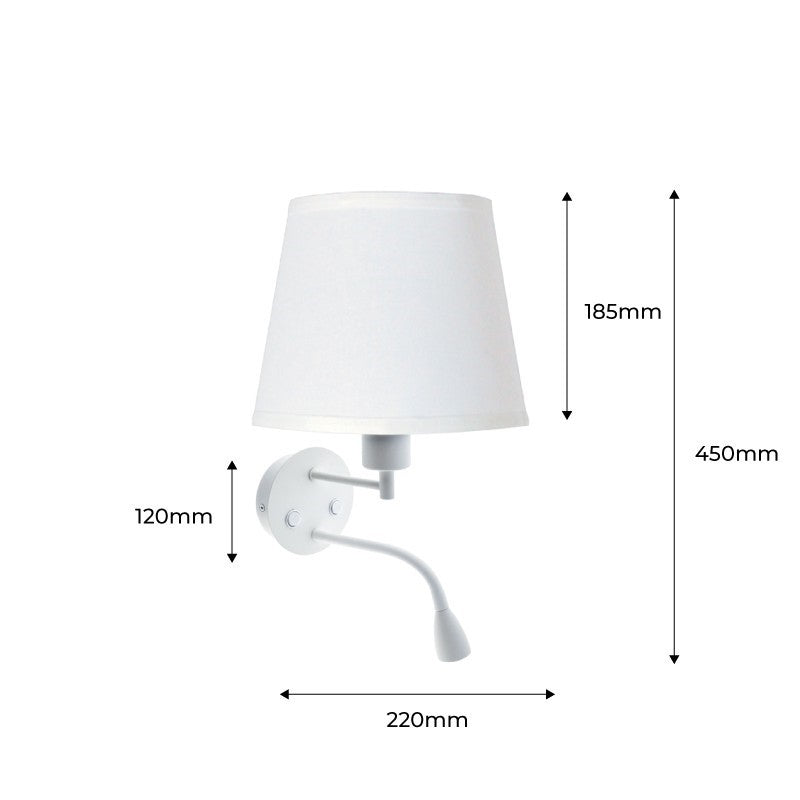 Aplique de pared "PAIR" E27 con foco LED de lectura 3W