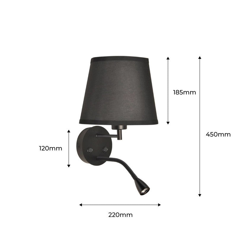 Aplique de pared "PAIR" E27 con foco LED de lectura 3W