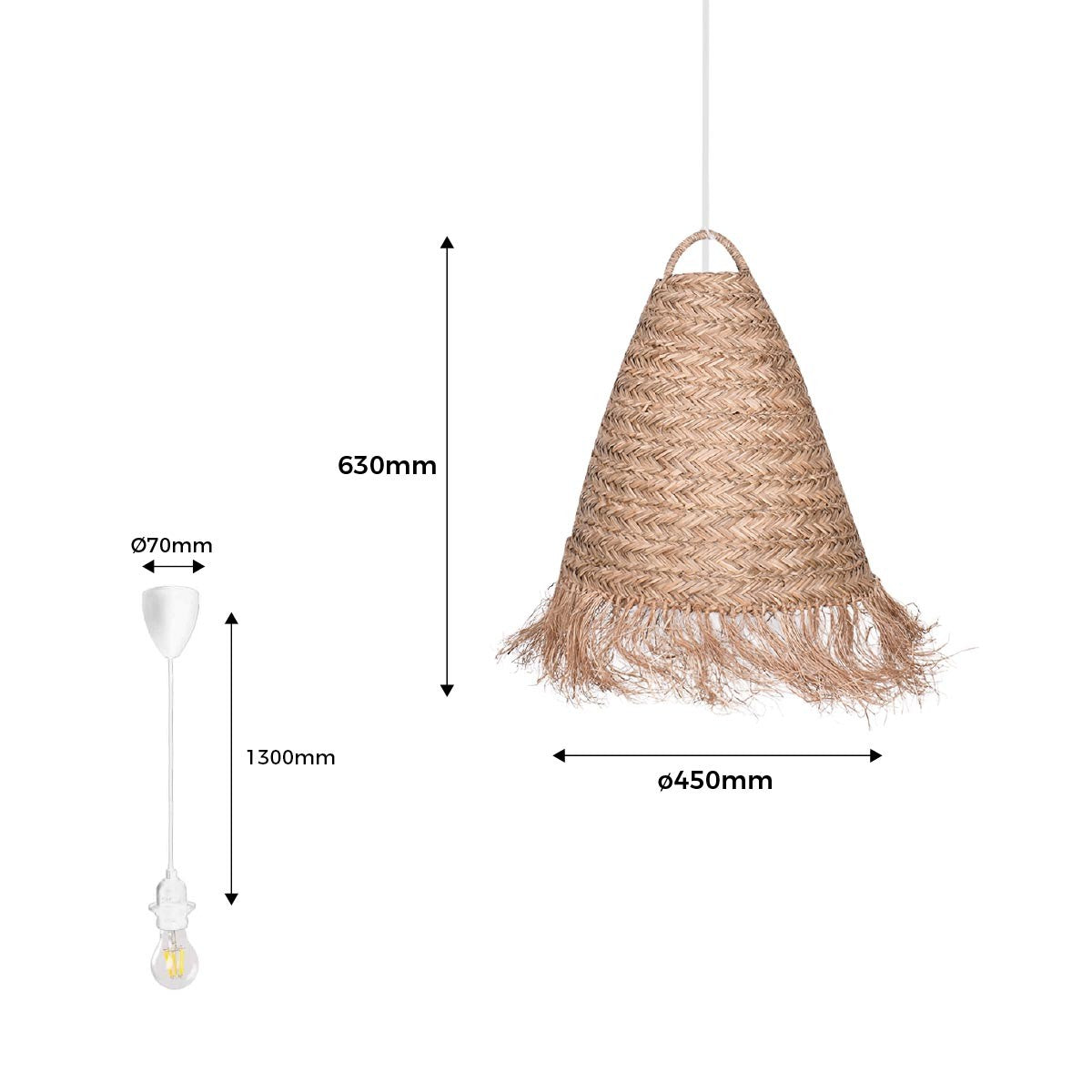 Lámpara colgante de fibras naturales "NAM"