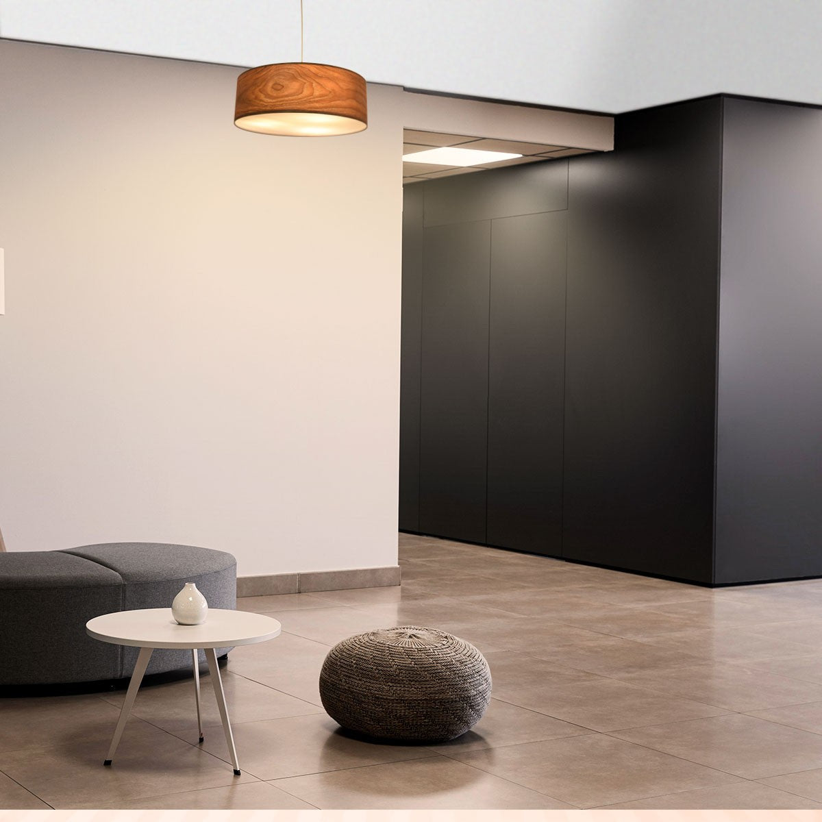 Lampara colgante con pantalla efecto madera "MATAGALLS" - 3xE27