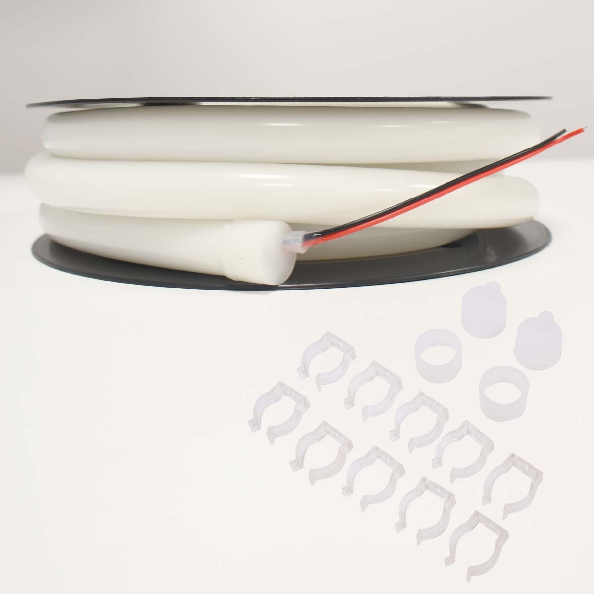 Neón LED flexible circular - 24V DC - Instalación sobre superficie - Ø20mm - 5 metros - 13W/m - Kit completo -  IP67