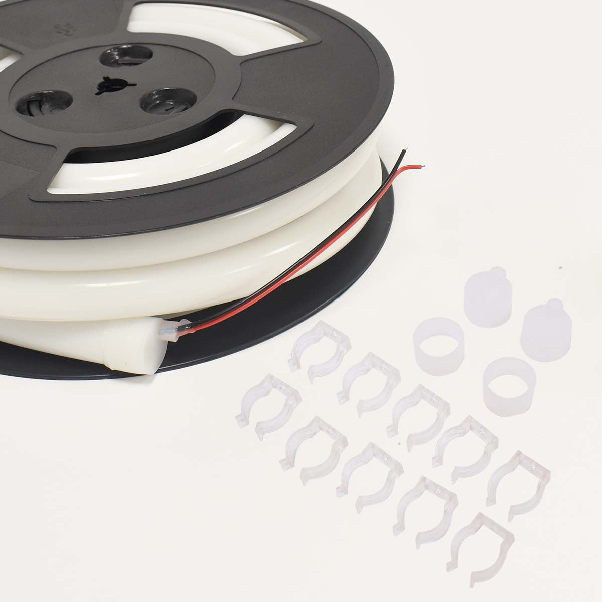 Neón LED flexible circular - 24V DC - Instalación sobre superficie - Ø20mm - 5 metros - 13W/m - Kit completo -  IP67