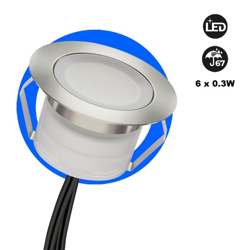 Kit 6 focos LED empotrables en suelo 0,3W 12V-DC IP67