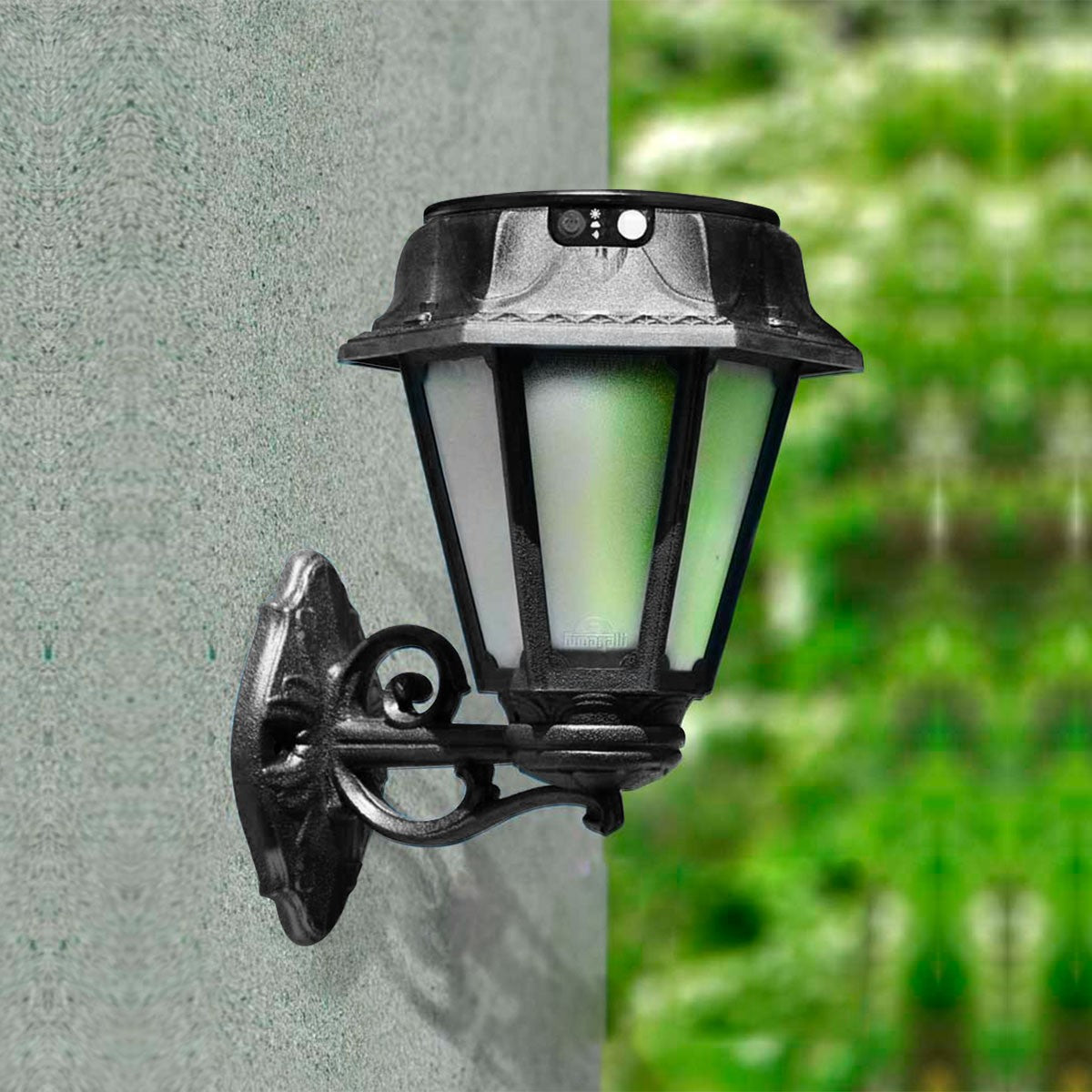 Farola solar de jardín aplique de pared "BISSO/ROSETTA" con sensor PIR - 2 modos de funcionamiento - 4000K