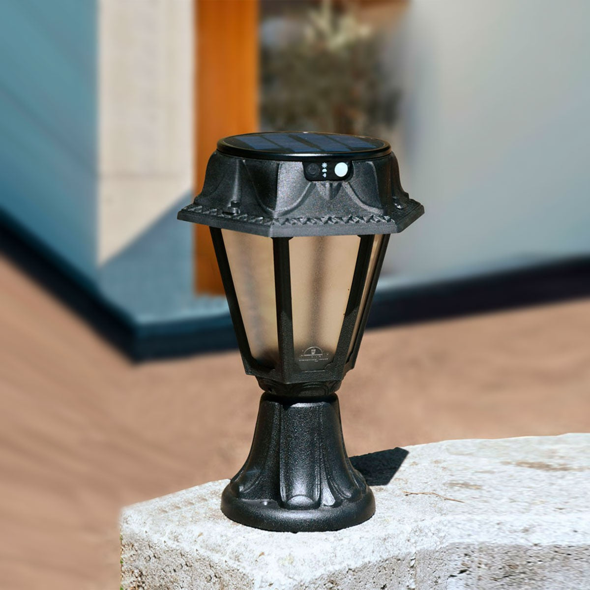 Farol de pie solar "MINILOT/ROSETTA" con sensor PIR - 4000K - 2 modos de funcionamiento