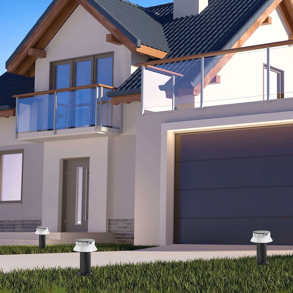 Bolardo solar LED "FELICE 400" con sensor PIR - 33 cm - 4000K - 2 modos de funcionamiento