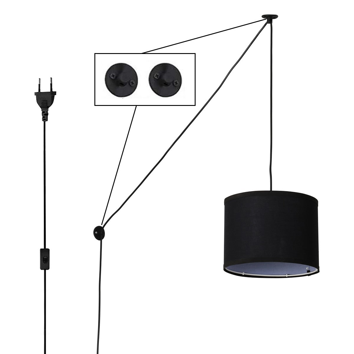 Lámpara colgante decorativa "KIM" - Con cable y enchufe - E27
