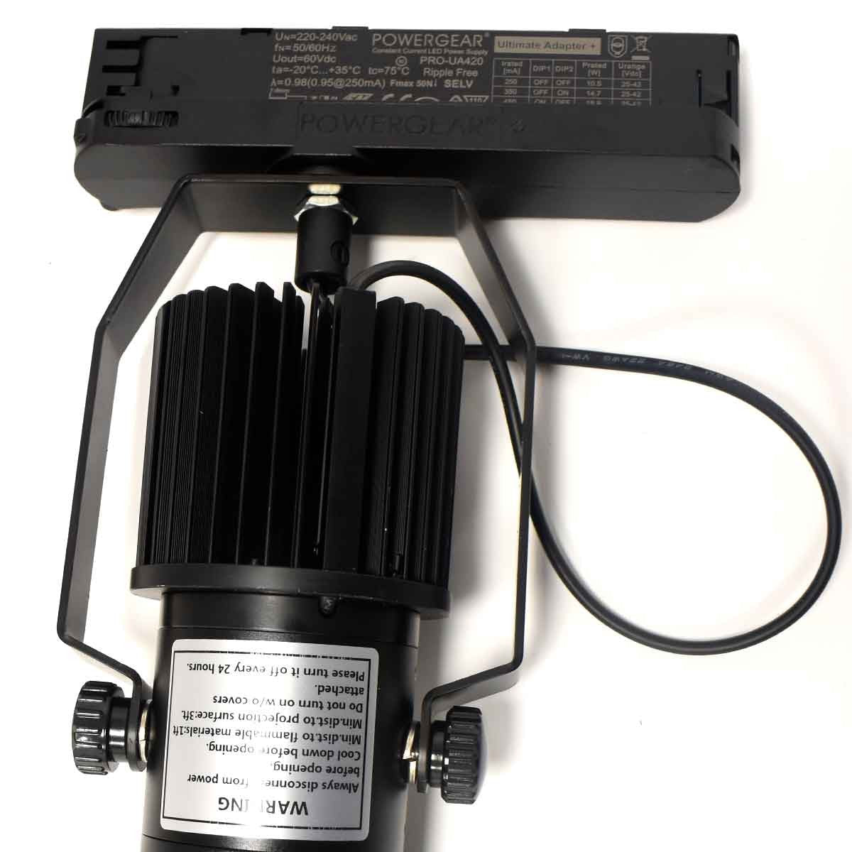 Proyector de logos LED GOBO para carril trifásico interior - 20W - Óptica 20° - IP20