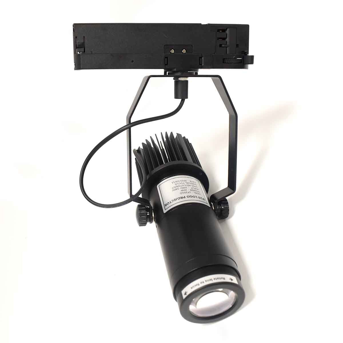 Proyector de logos LED GOBO para carril trifásico interior - 20W - Óptica 20° - IP20