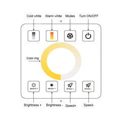 Controlador CCT blanco dual para tiras LED con panel táctil RF - 5-24V/DC
