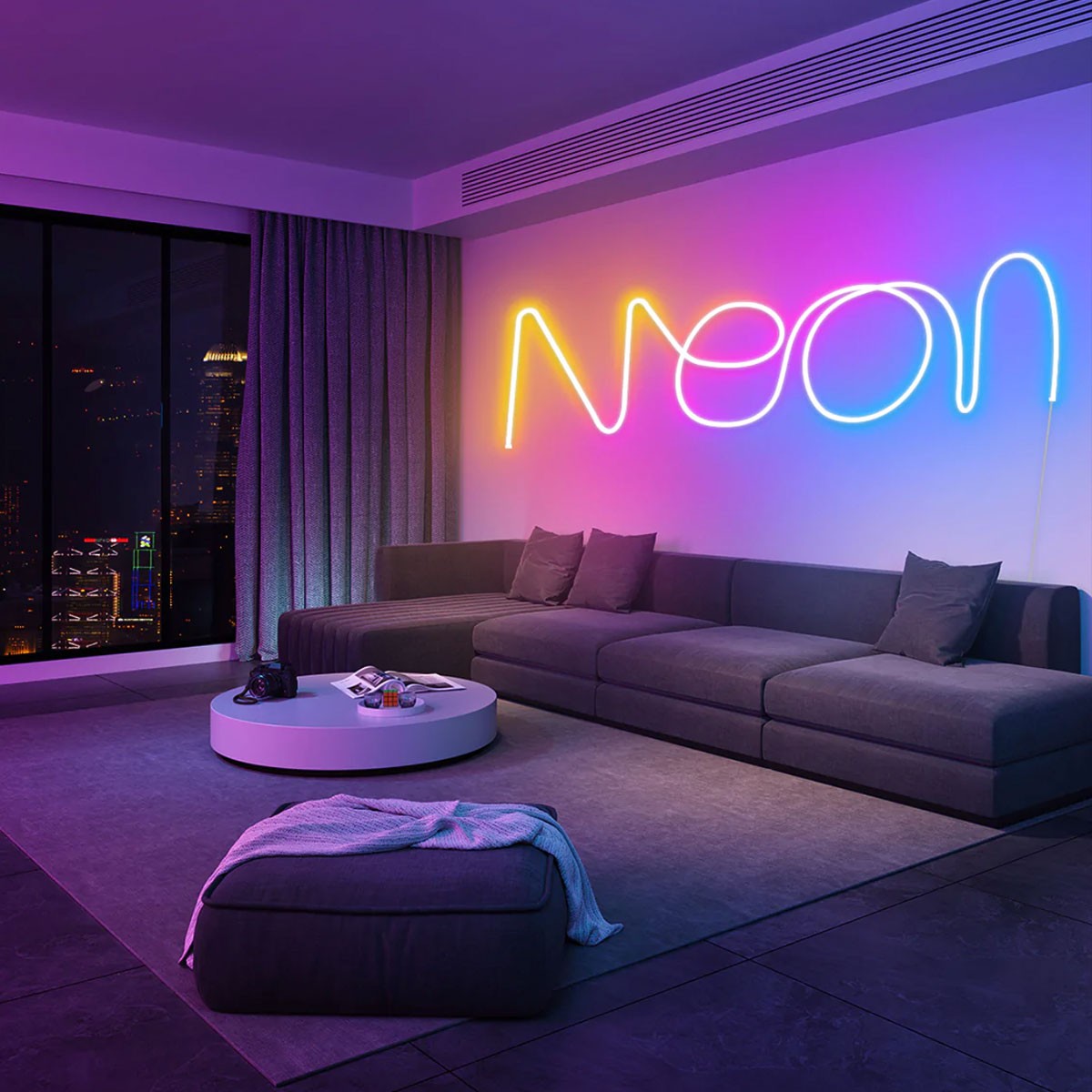 Neón LED Flexible RGB - 24V/DC 4x10mm - 5 metros - Kit completo - IP67 - 20W/m - Curvatura lateral