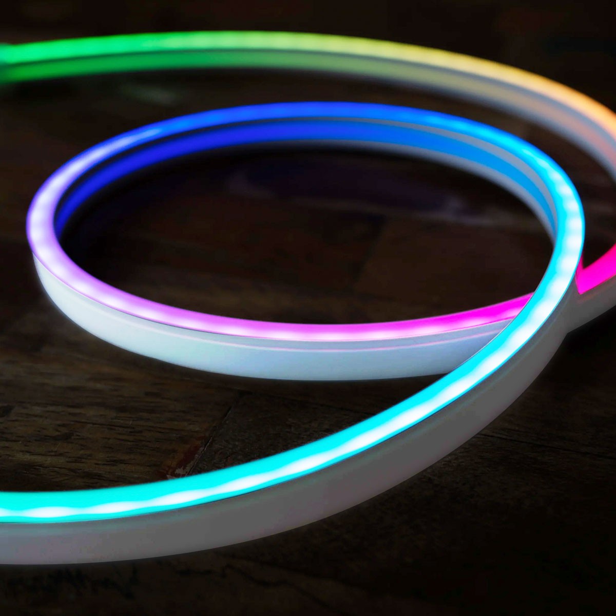 Neón LED Flexible RGB - 24V/DC 4x10mm - 5 metros - Kit completo - IP67 - 20W/m - Curvatura lateral