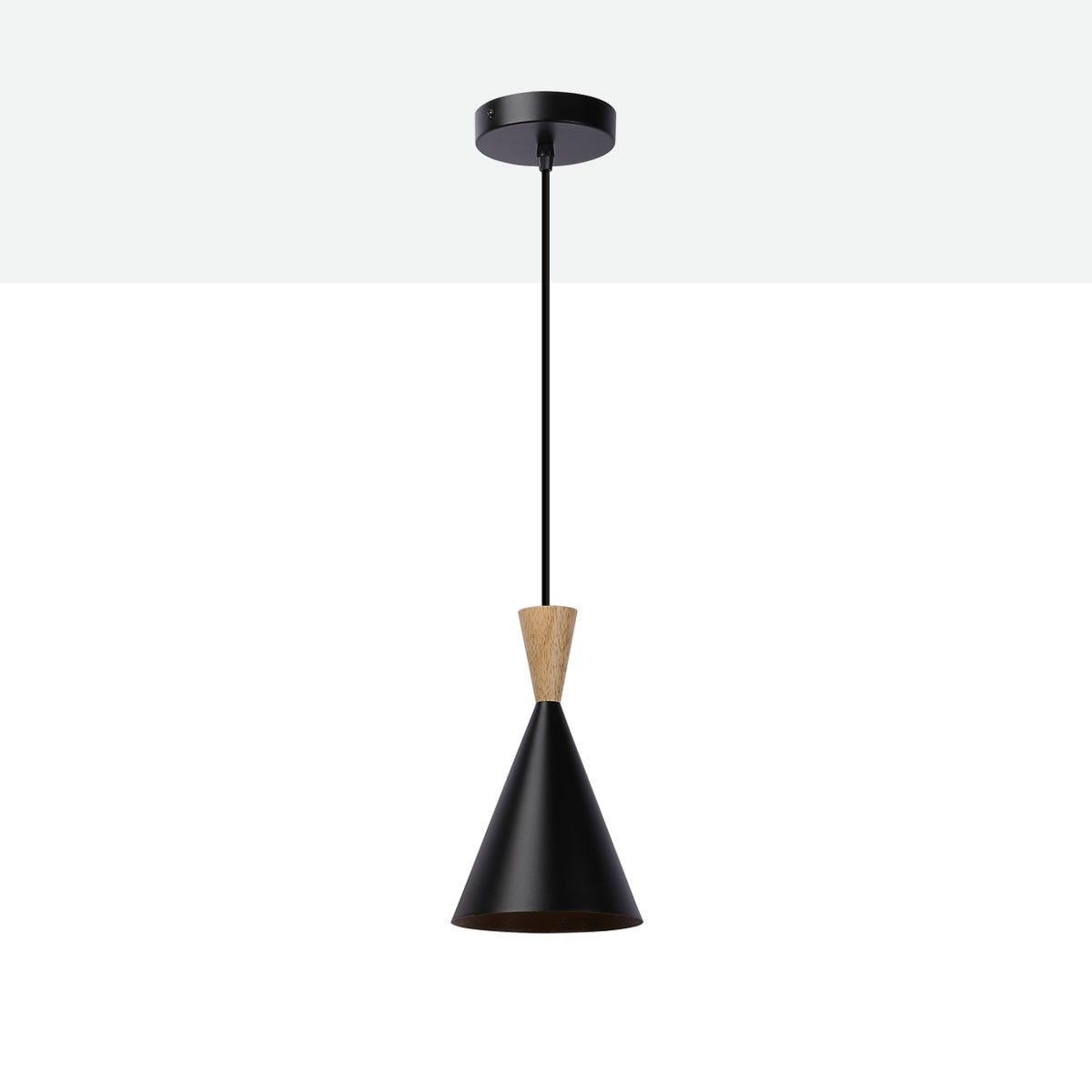 Lámpara colgante nórdica en metal y madera "Exan"