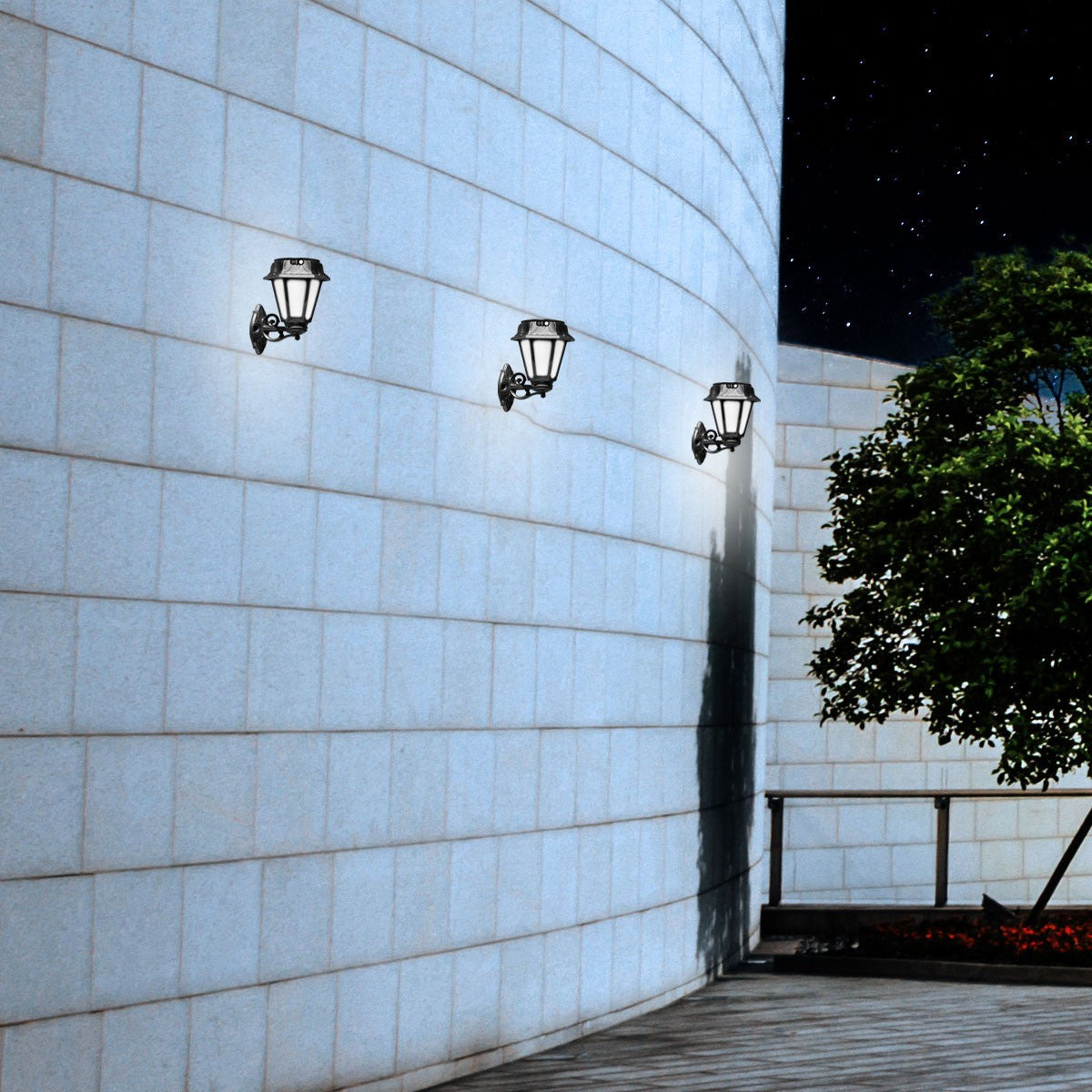 Farola solar de jardín aplique de pared "BISSO/ROSETTA" con sensor PIR - 2 modos de funcionamiento - 4000K