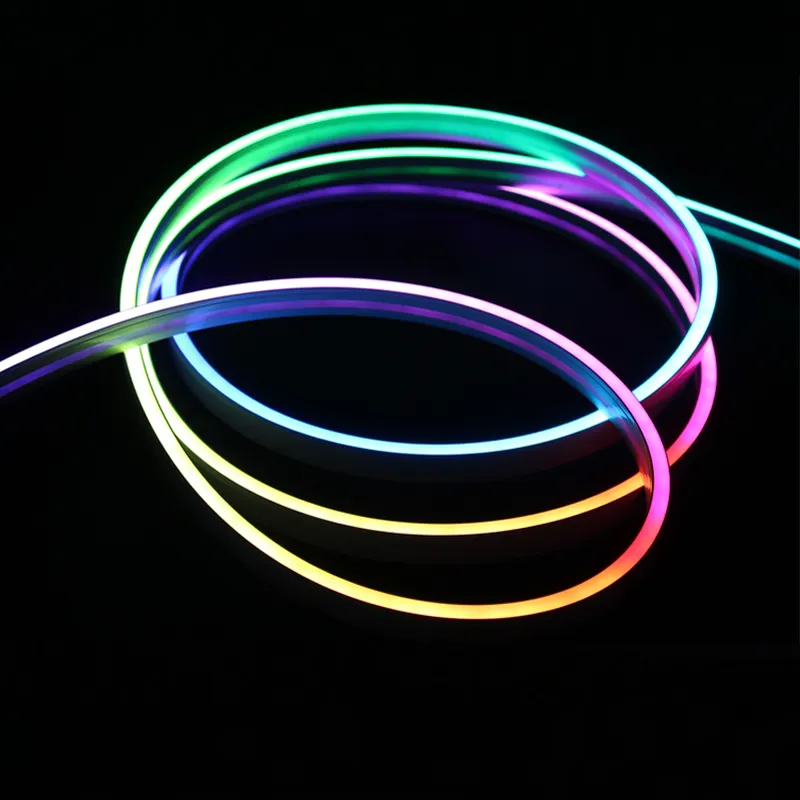 Neón LED Flexible RGB - 24V/DC 4x10mm - 5 metros - Kit completo - IP67 - 20W/m - Curvatura lateral