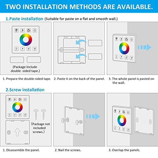 Controlador RGB para tiras LED con panel táctil RF - 5-24V/DC