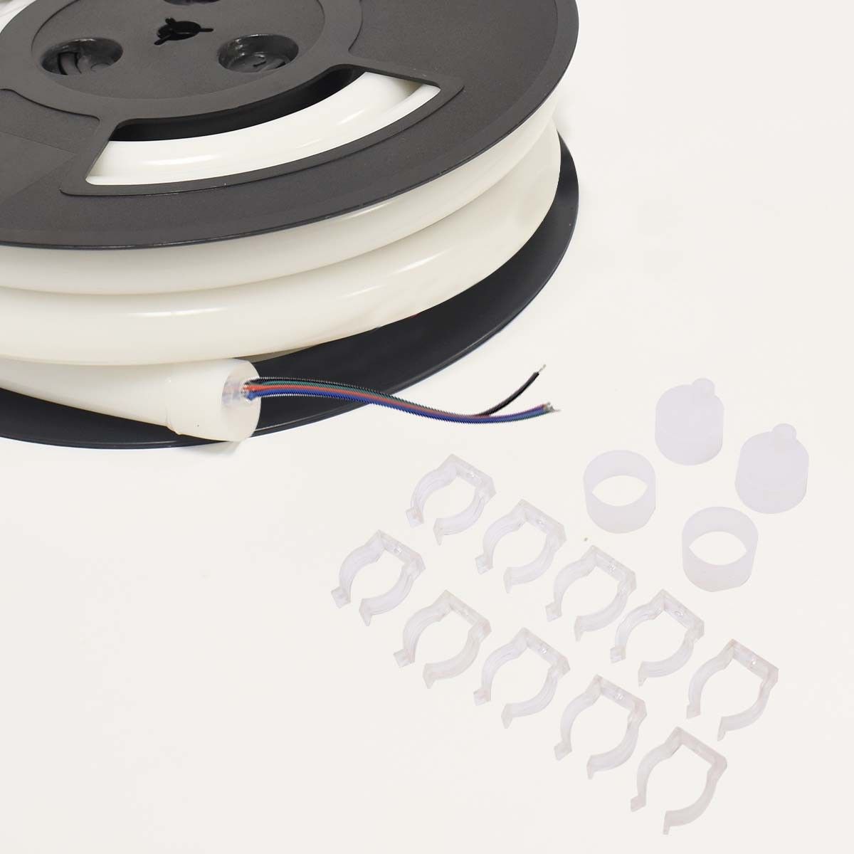 Neón LED flexible circular RGB - 24 V -  Instalación sobre superficie - Ø20mm - 5 metros - 22W/m - Kit completo - IP67