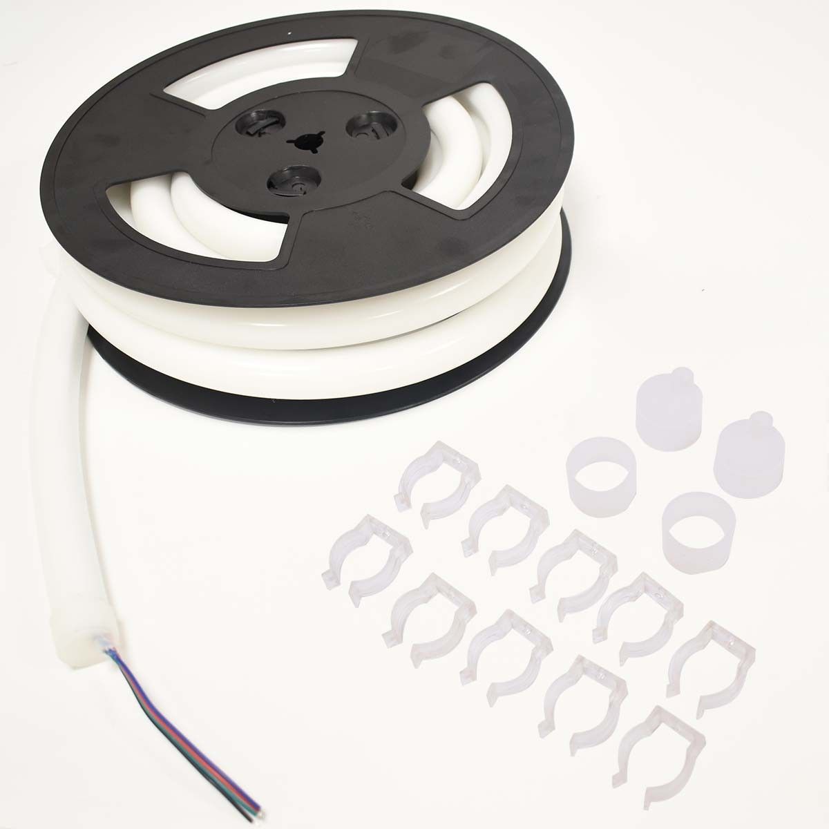 Neón LED flexible circular RGB - 24 V -  Instalación sobre superficie - Ø20mm - 5 metros - 22W/m - Kit completo - IP67