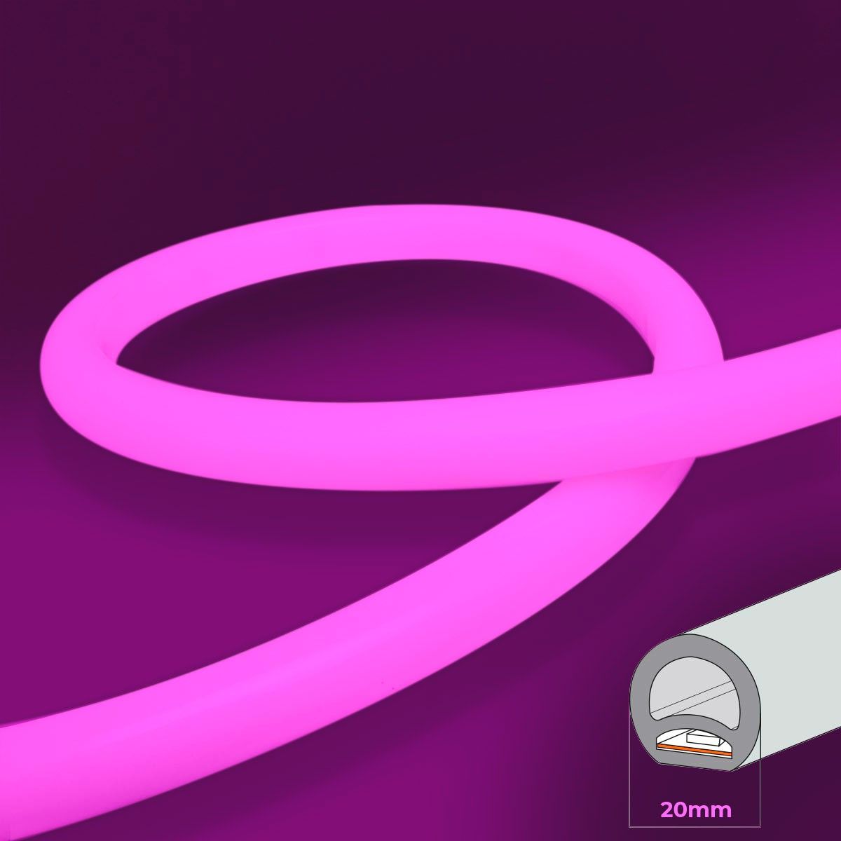 Neón LED flexible circular RGB - 24 V -  Instalación sobre superficie - Ø20mm - 5 metros - 22W/m - Kit completo - IP67