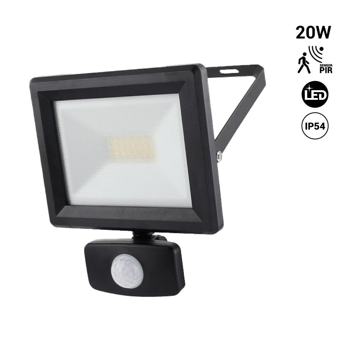 Proyector LED exterior con Sensor de movimiento- IP54 - 120º - 4000K-  20W
