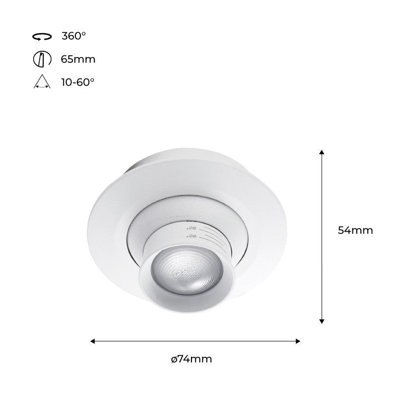 Foco empotrable LED con zoom - Orientable - Chip Cree - 2700K - 3W