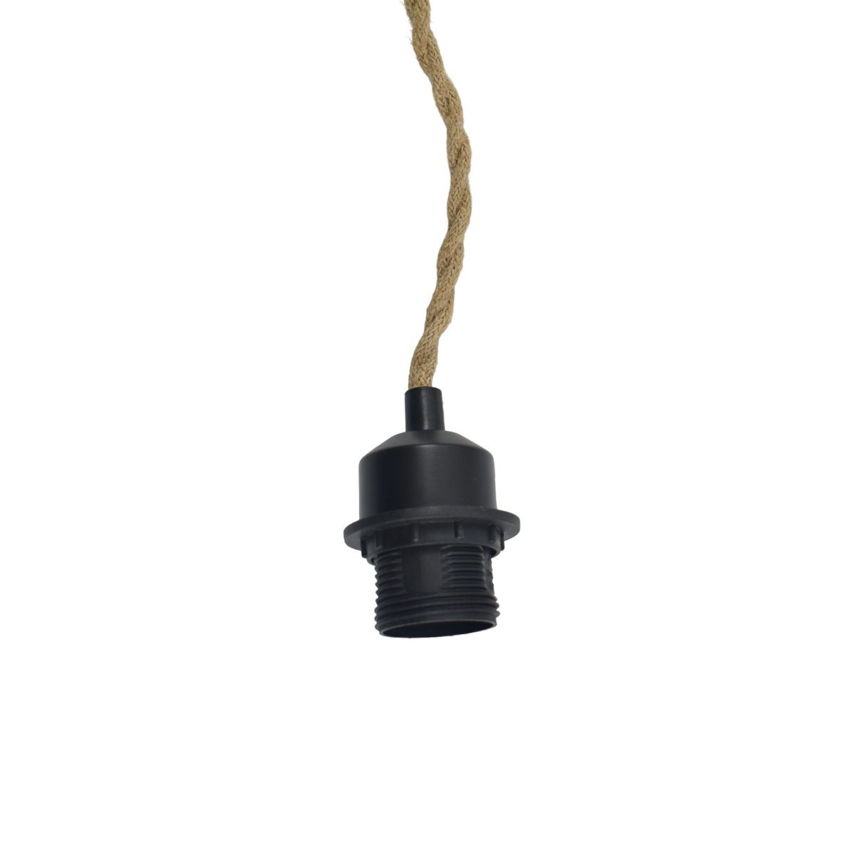 Casquillo E27 con cable de yute trenzado, interruptor y enchufe