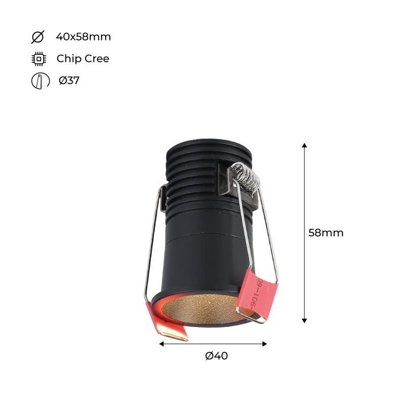 Foco LED empotrable - Chip Cree - Bajo UGR - 2700K - 3W