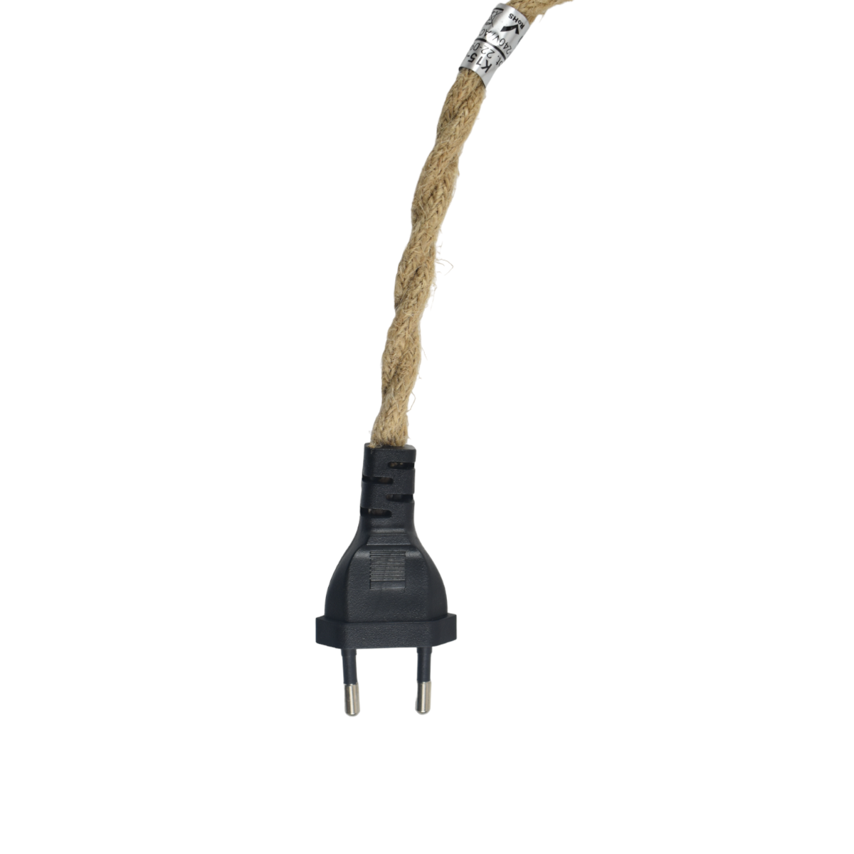 Casquillo E27 con cable de yute trenzado, interruptor y enchufe