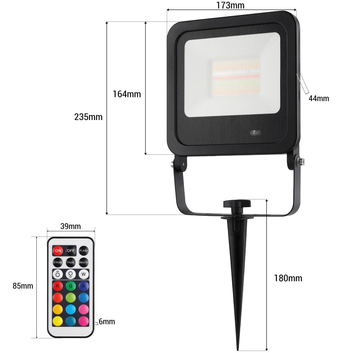 Proyector LED exterior RGBW con mando - IP65 - 120º- 50W