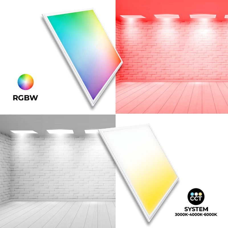 Panel LED empotrable WIFI SMART RGB / RGBW + CCT - 60x60 cm - 40W - Con KIT de montaje