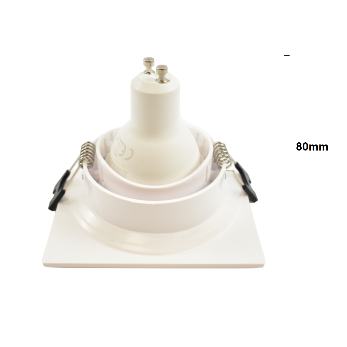 Aro downlight cuadrado para bombilla GU10/MR16 - Difusor opal - Corte Ø 75-80 mm - IP54