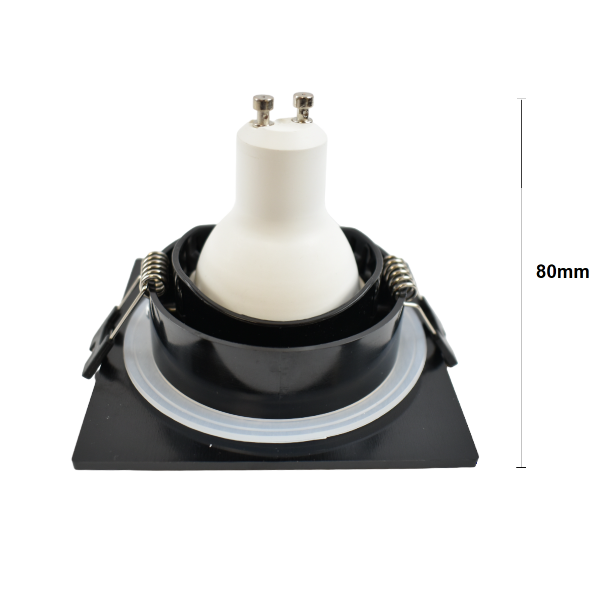 Aro downlight cuadrado para bombilla GU10/MR16 - Difusor opal - Corte Ø 75-80 mm - IP54