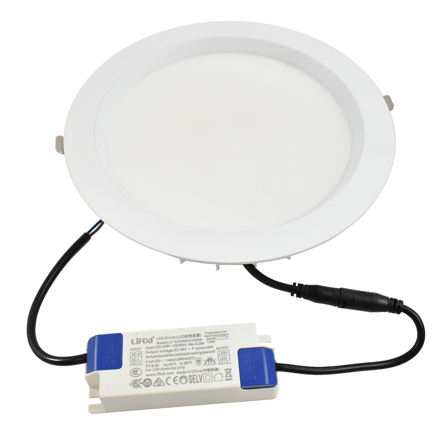 Downlight LED CCT de alta eficiencia- 40W - Driver Lifud - Corte Ø 200-220mm IP54