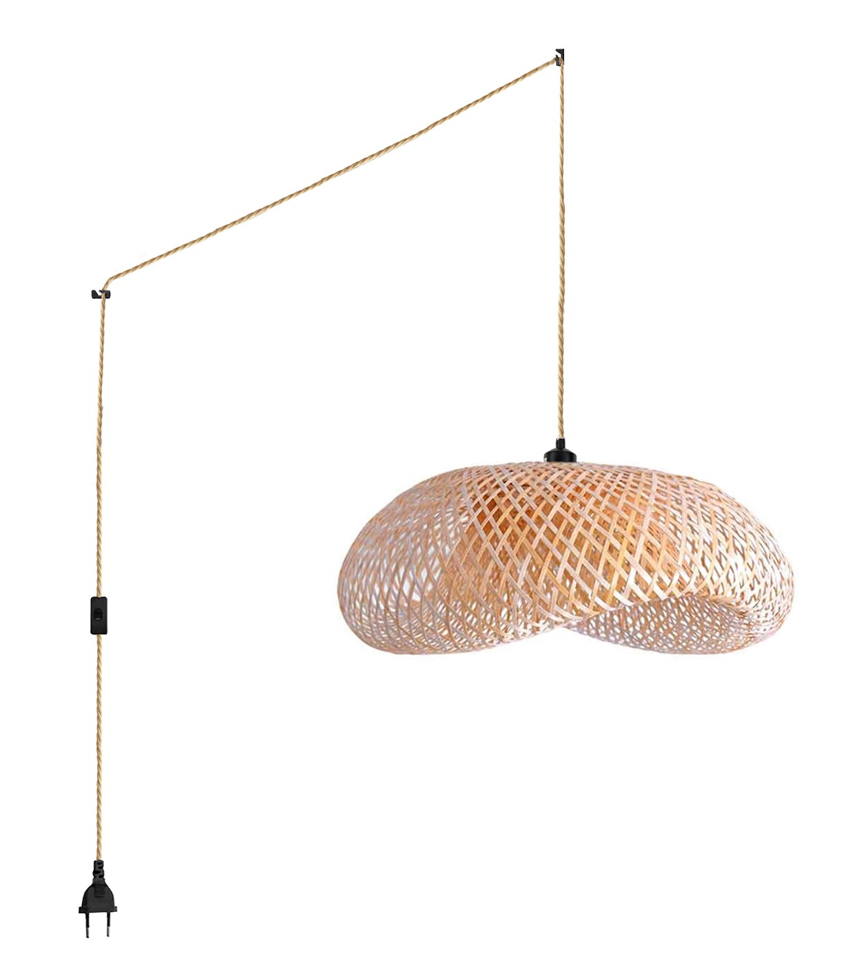 Lampara colgante de mimbre "Vimet Lite" con interruptor y enchufe