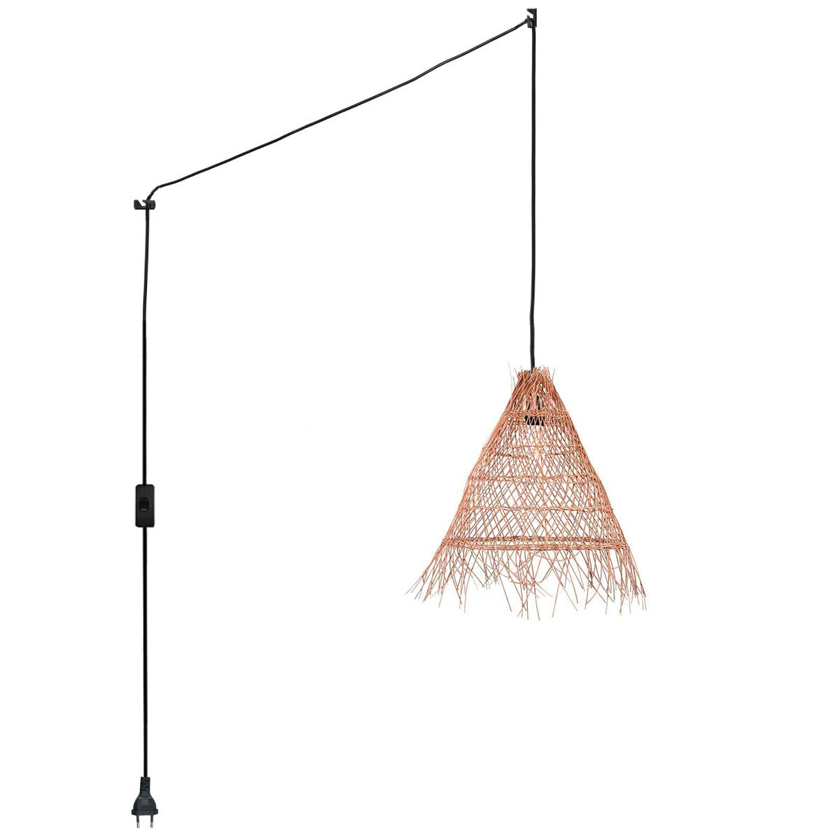 Lámpara colgante de mimbre "Willow" con interruptor y enchufe