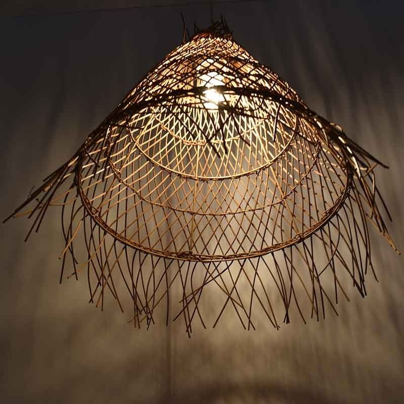 Lámpara colgante de mimbre "Willow" con interruptor y enchufe
