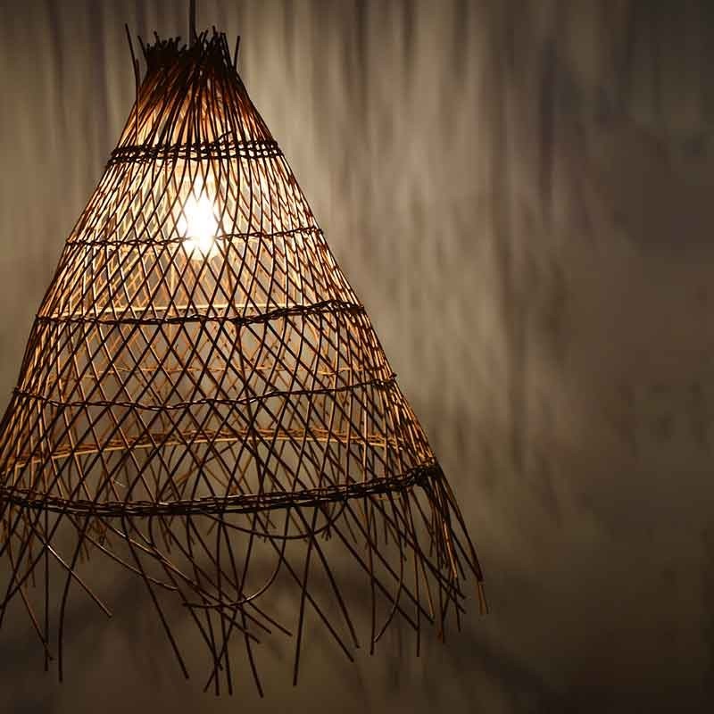 Lámpara colgante de mimbre "Willow" con interruptor y enchufe