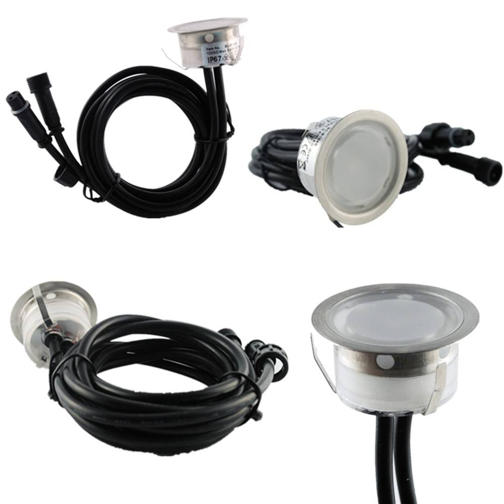 Kit 6 focos LED empotrables en suelo Ø40x20mm 0,4W 12V-DC IP67