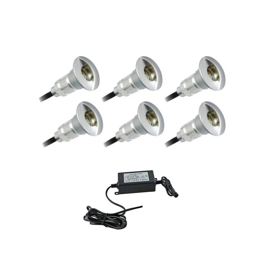 Kit de 6 luces de escalera 0,6W 12V-DC Ø26x41mm