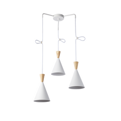 Lámpara colgante triple de metal y madera "Lima"