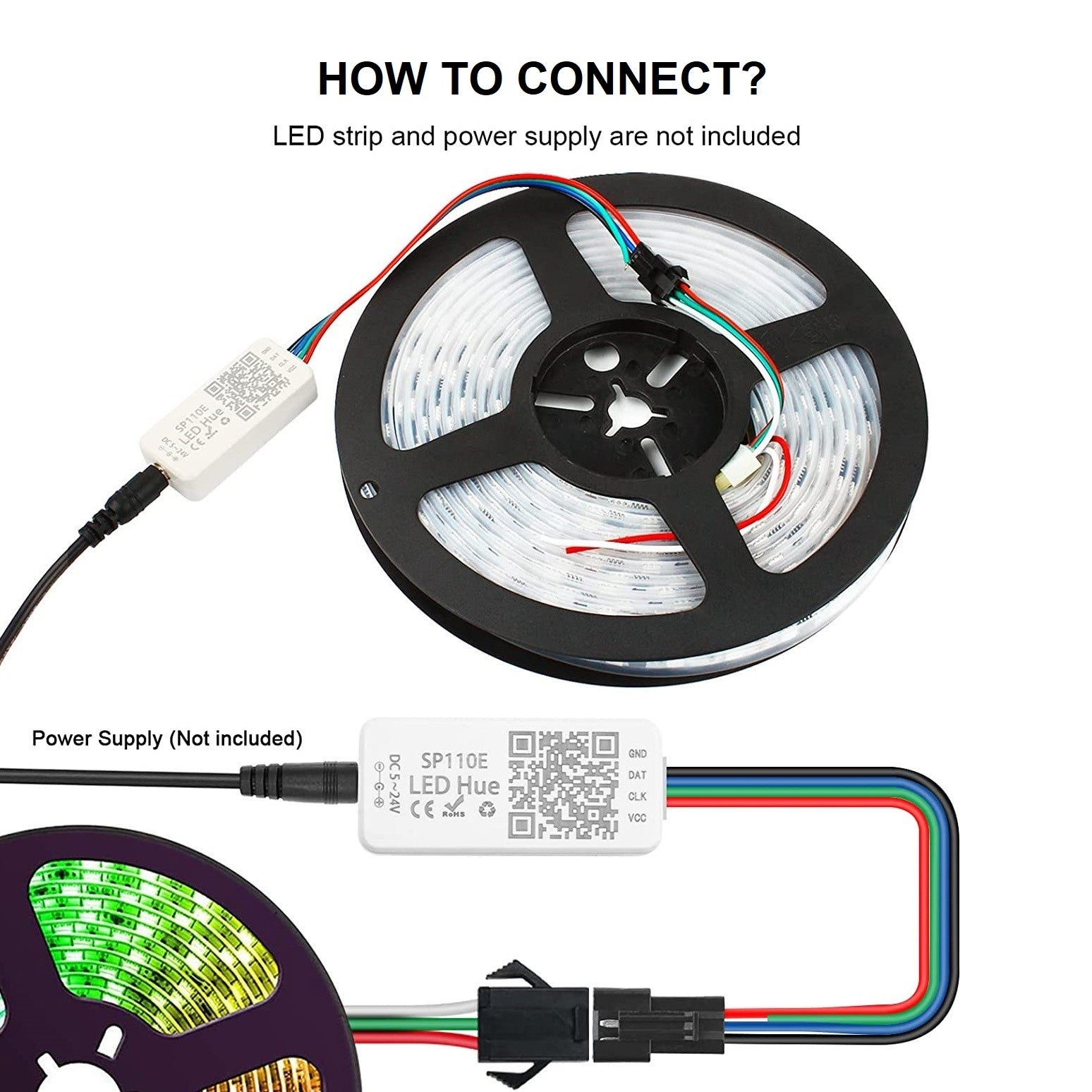 Controlador LED IC pixel Bluetooth RGB/RGBW- 5-24V DC - 1024 Píxeles
