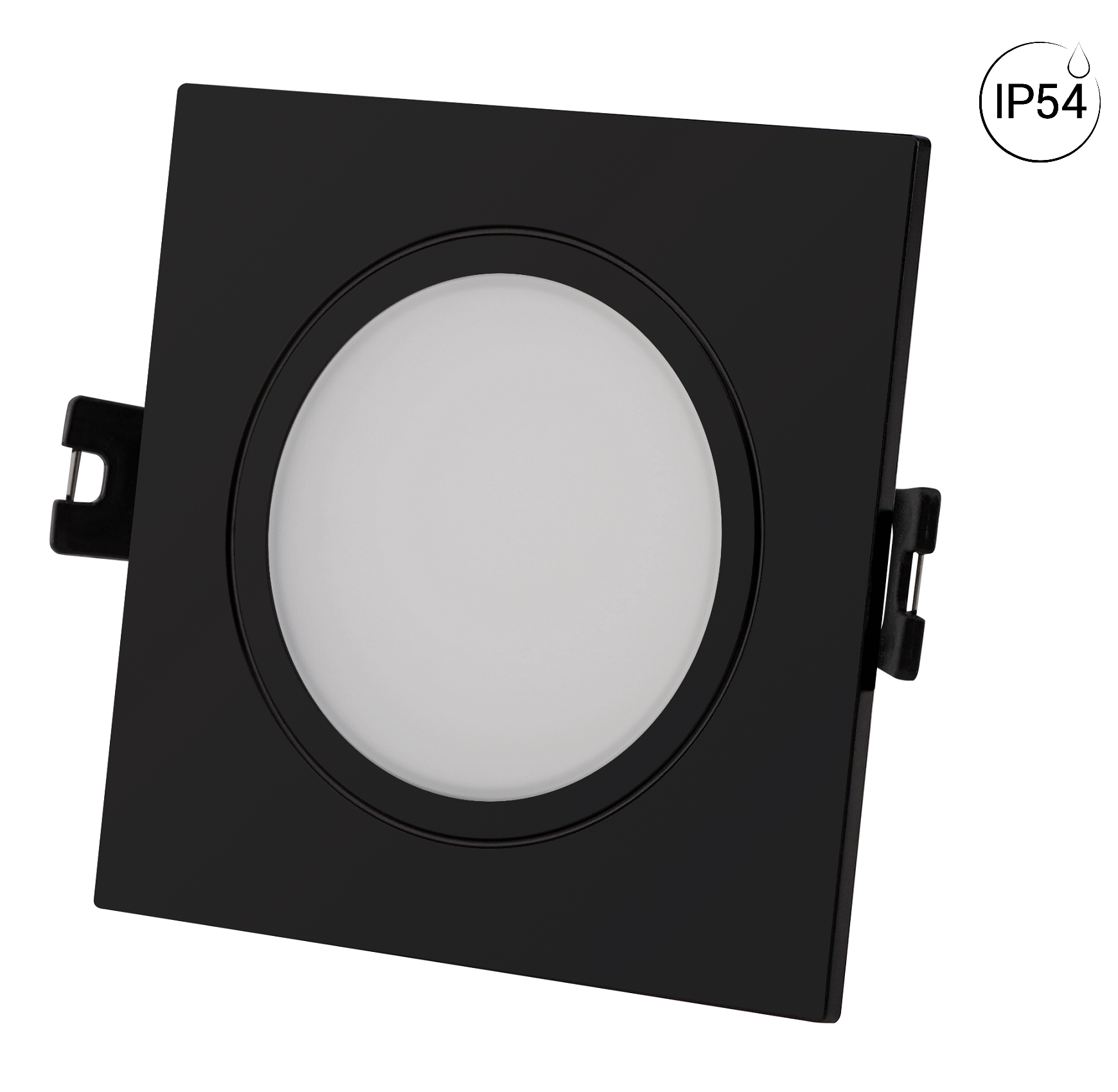 Aro downlight cuadrado para bombilla GU10/MR16 - Difusor opal - Corte Ø 75-80 mm - IP54