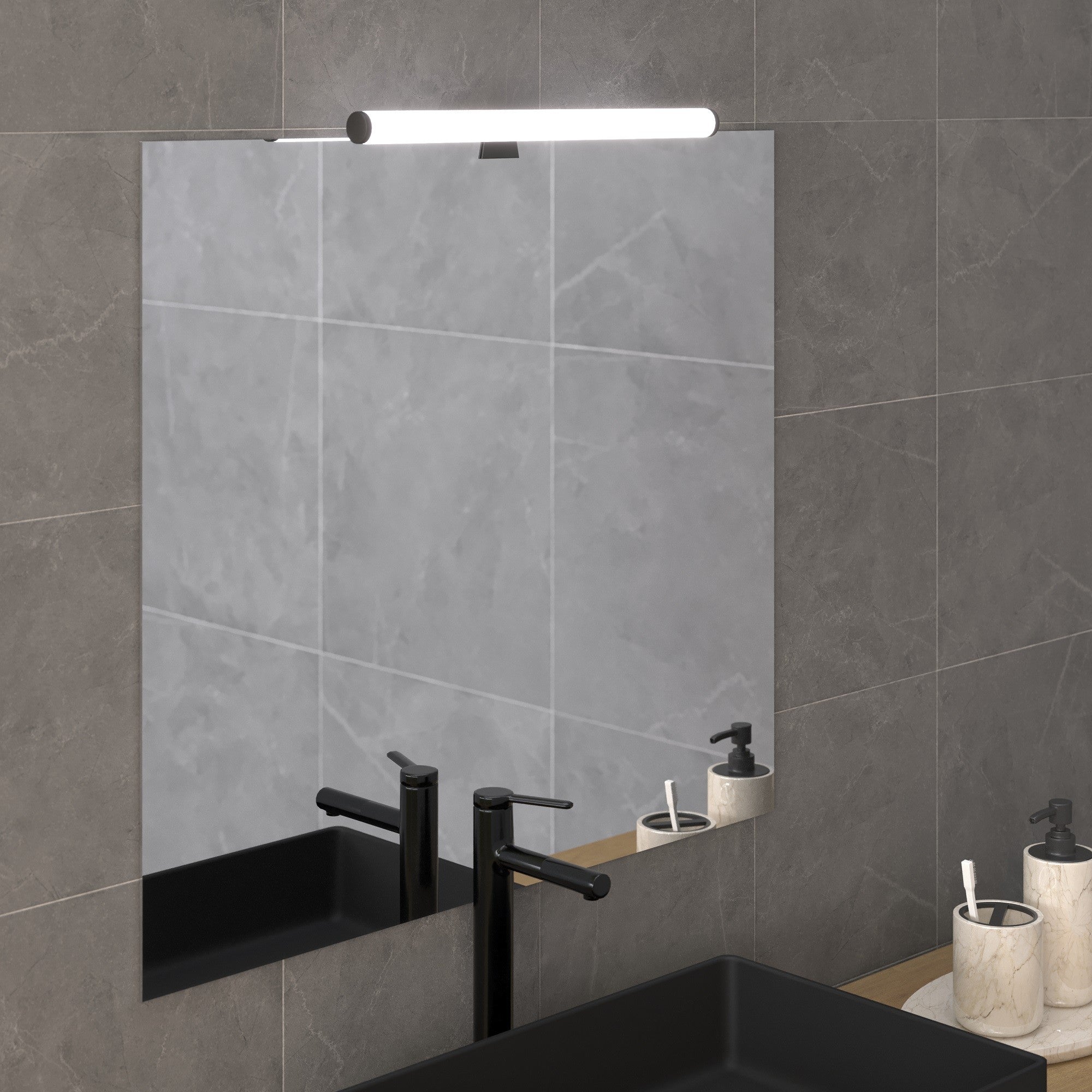 Aplique espejo baño LED tubular - 30cm - 5W | 3 formas de fijación
