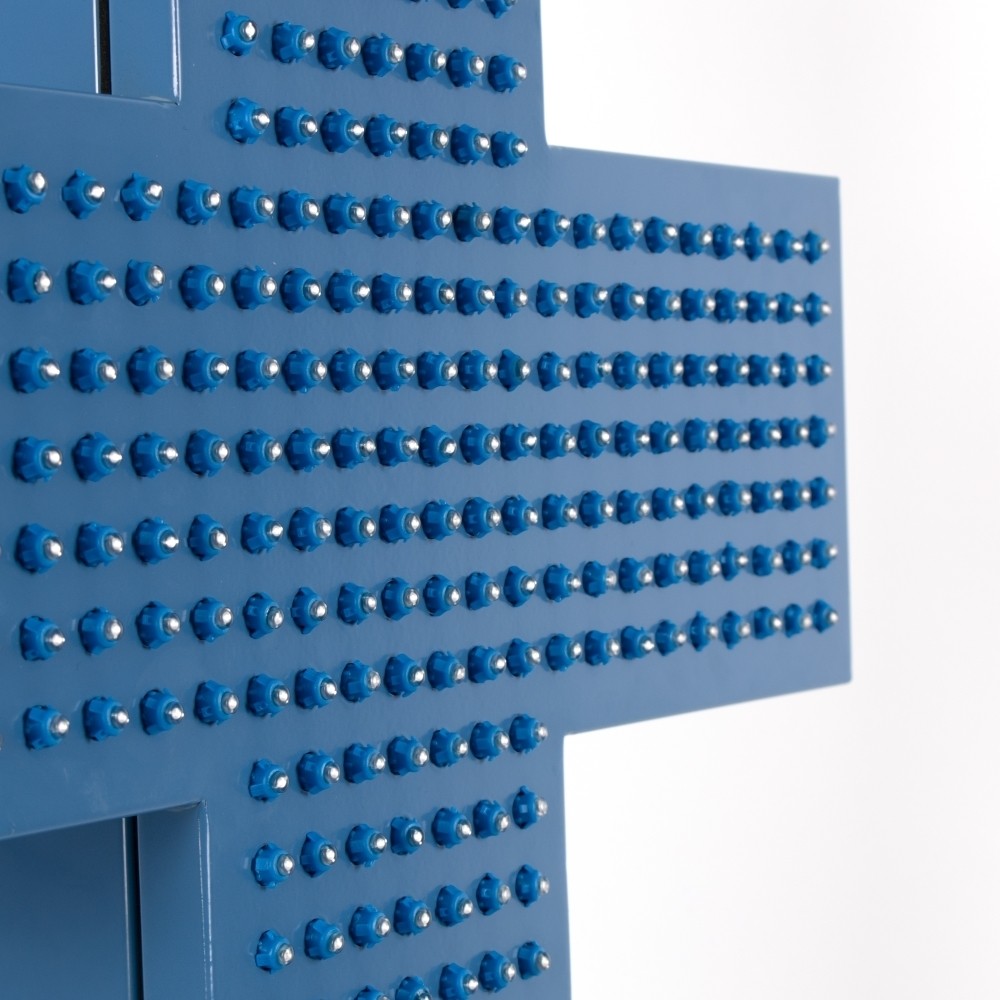 Cruz de veterinaria LED monocolor azul - 50x50cm - Doble cara - Exterior