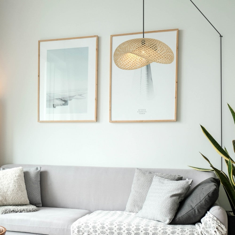 Lampara colgante de mimbre "Vimet Lite" con interruptor y enchufe